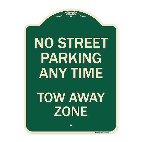 No Street Parking Anytime Tow Away Zone Heavy-Gauge Aluminum Sign, 24" x 18", G-1824-23566
